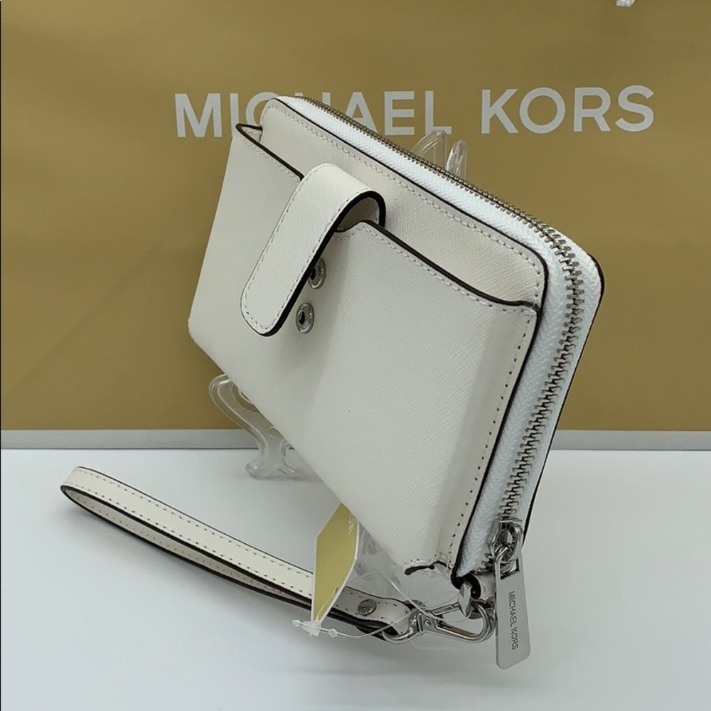 MICHAEL KORS MD ZA PHONE HOLDER WALLET Optic White - Picture 10 of 16